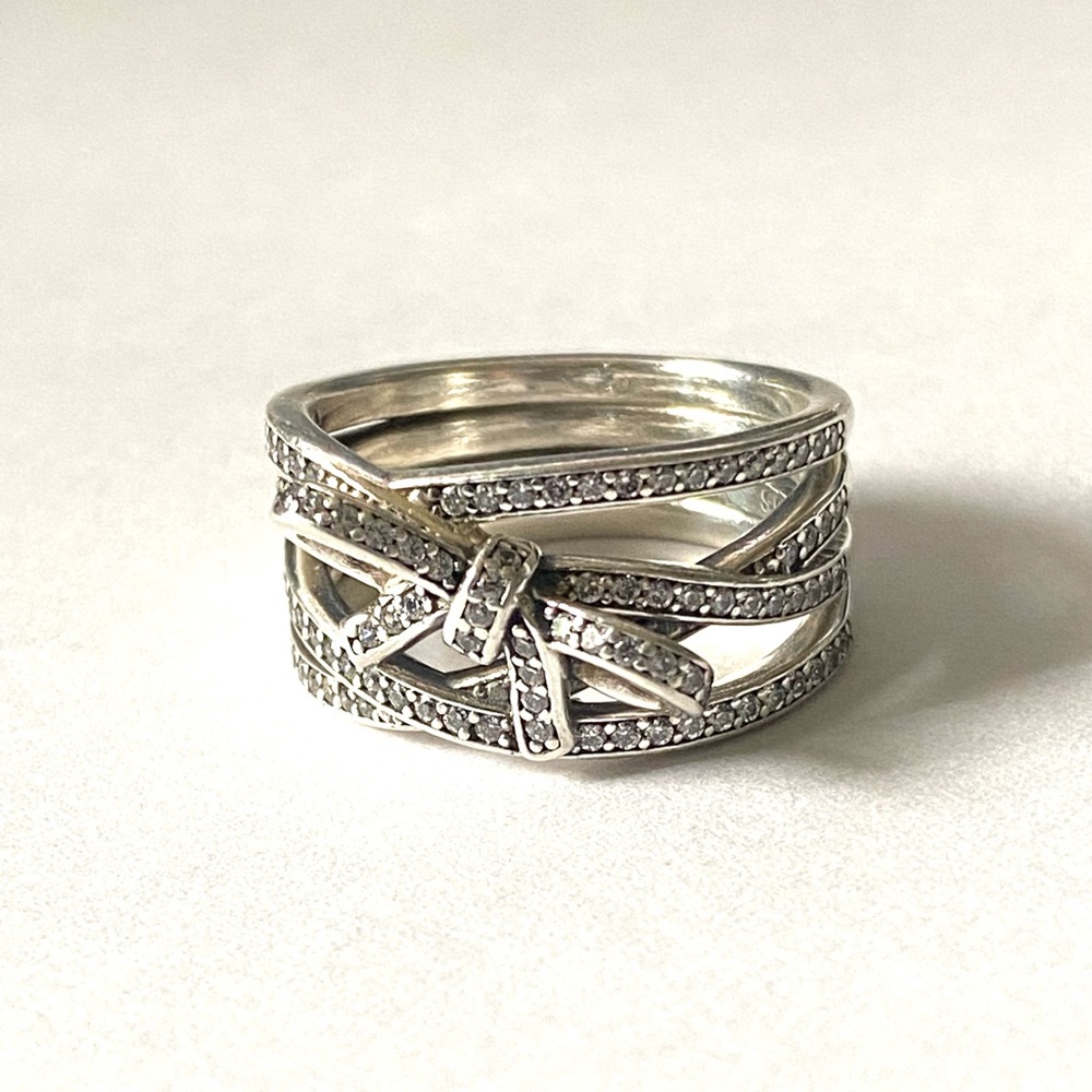 Pandora Sterling Silver 925 Delicate Sentimental Ring Bow Size 7 - Picture 6 of 6